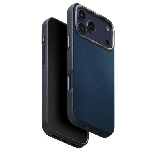 Case for Apple iPhone 17 Pro, UNIQ, Lyden Leatherette, Black Blue
