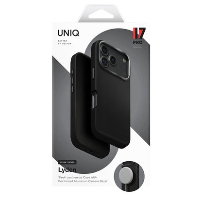 Hülle für Apple iPhone 17 Pro, UNIQ, Lyden Leatherette, Schwarzblau