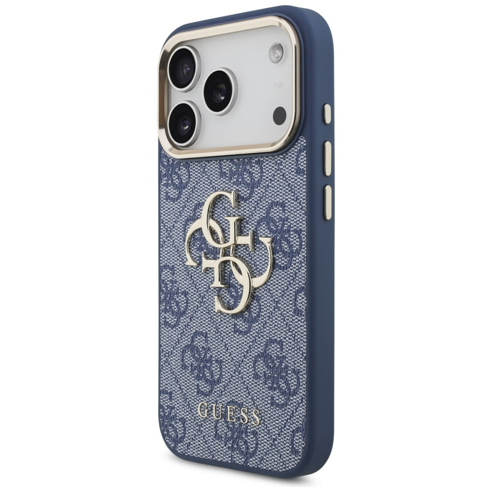 Coque pour Apple iPhone 18 Pro / 17 Pro, Guess, 4G Big Classic Logo, Bleue