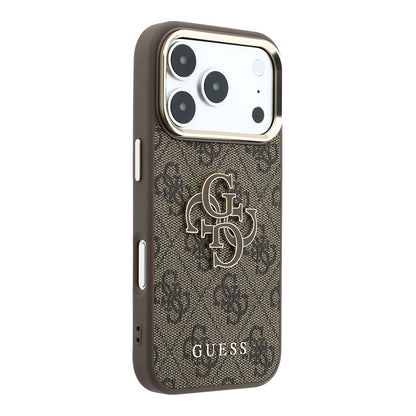 Coque pour Apple iPhone 18 Pro / 17 Pro, Guess, Logo Résine 4G Grand, Marron