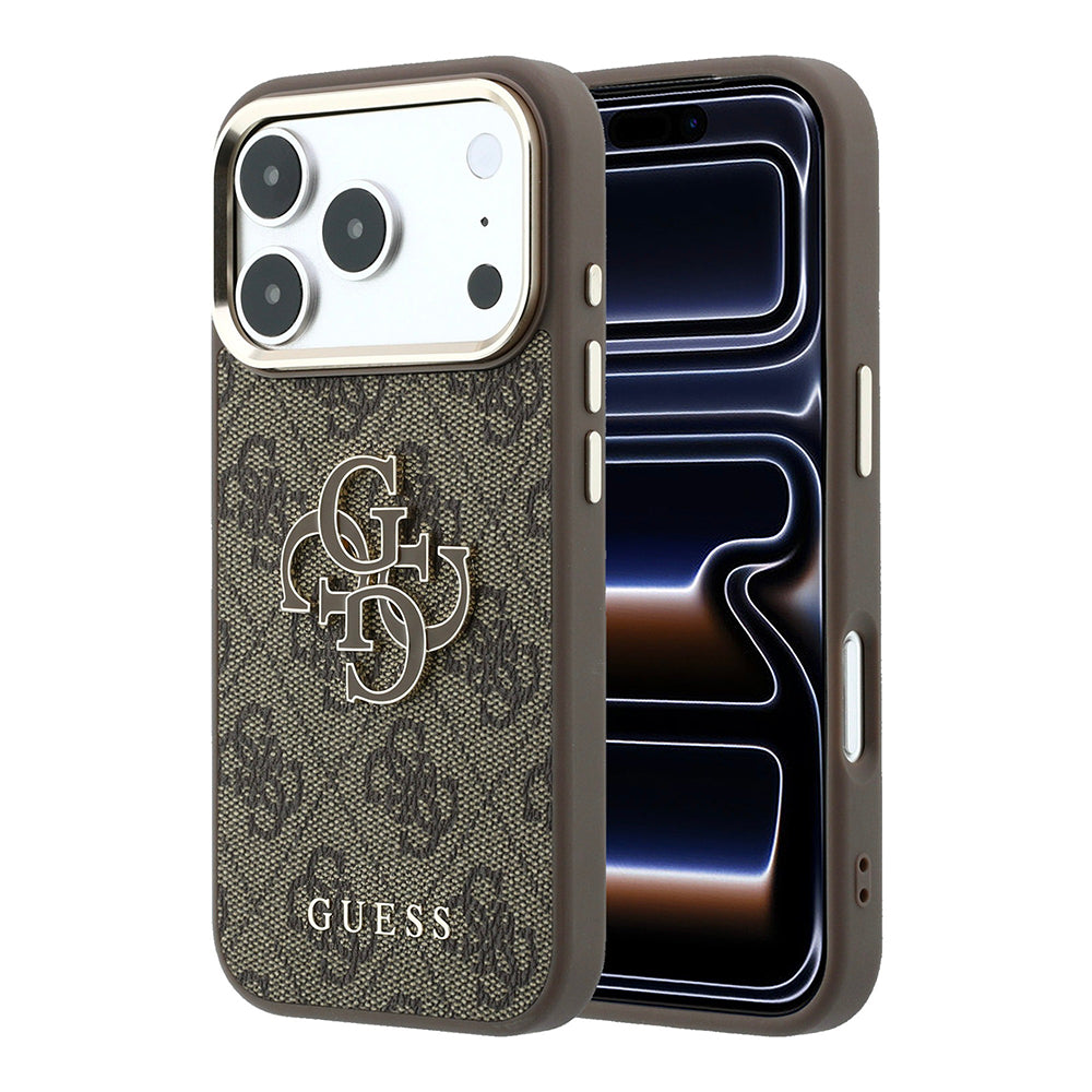 Coque pour Apple iPhone 18 Pro / 17 Pro, Guess, Logo Résine 4G Grand, Marron