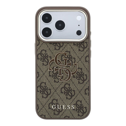 Coque pour Apple iPhone 18 Pro / 17 Pro, Guess, Logo Résine 4G Grand, Marron