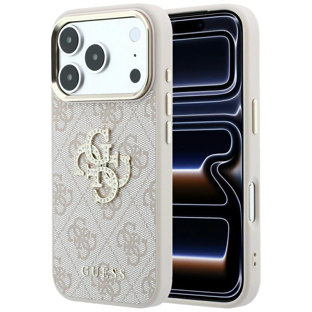 Coque pour Apple iPhone 18 Pro / 17 Pro, Guess, 4G Big Strass Logo, Rose