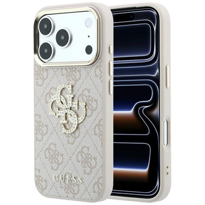 Coque pour Apple iPhone 18 Pro / 17 Pro, Guess, 4G Big Strass Logo, Rose