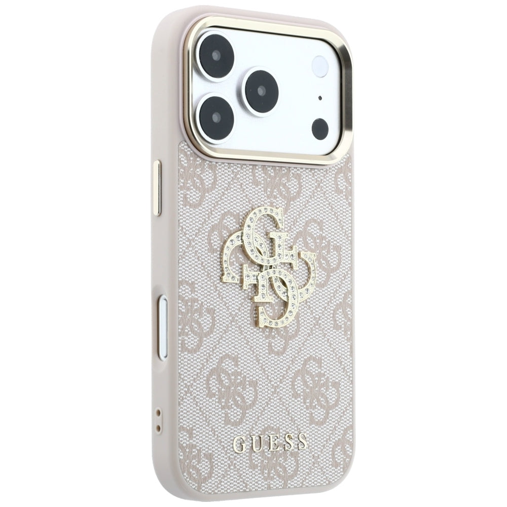 Coque pour Apple iPhone 18 Pro / 17 Pro, Guess, 4G Big Strass Logo, Rose