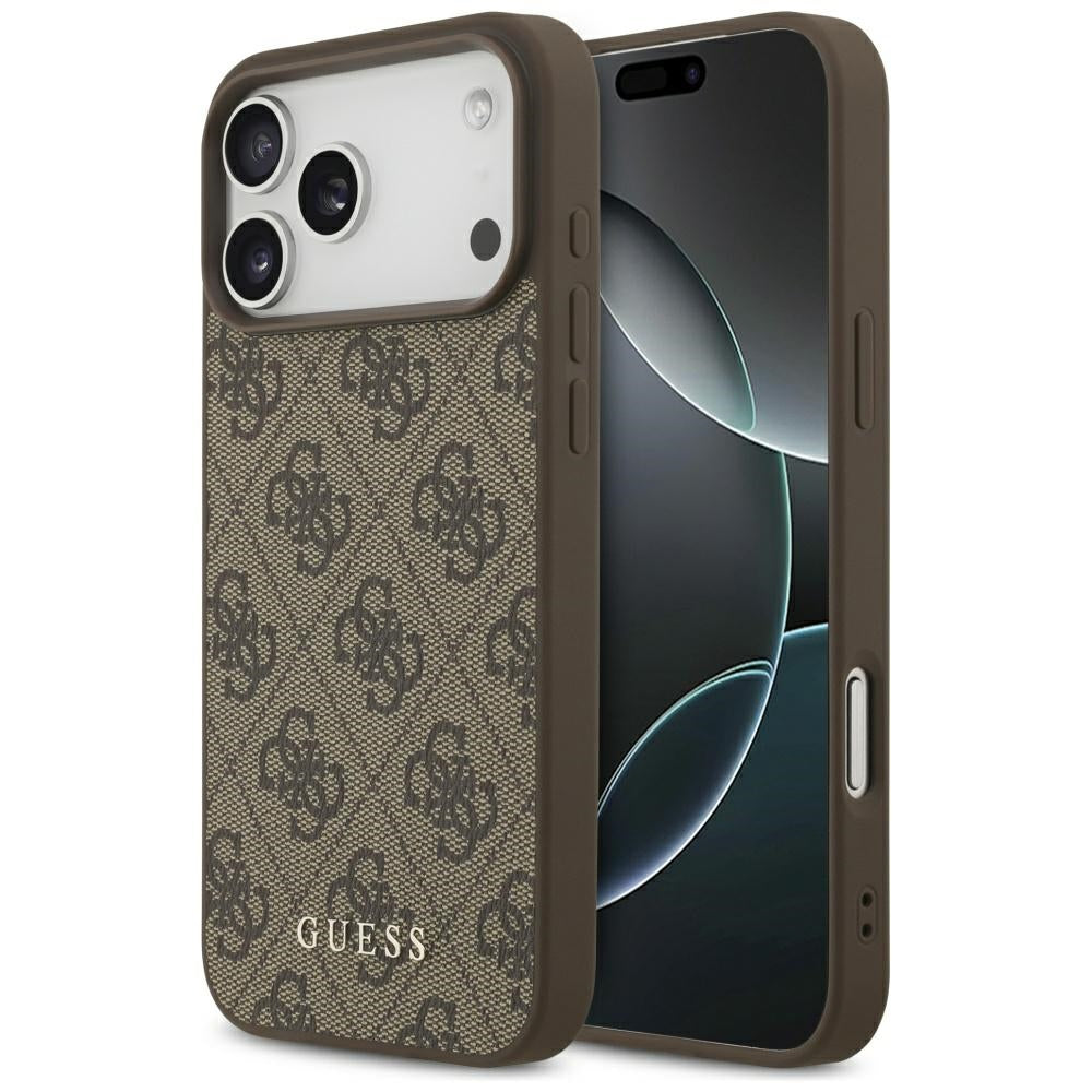 Coque pour Apple iPhone 18 Pro / 17 Pro, Guess, Logo Classique 4G, Marron