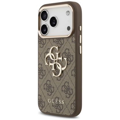 Coque pour Apple iPhone 18 Pro / 17 Pro, Guess, 4G Classic Logo avec bandoulière, marron doré