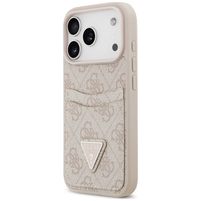 Custodia per Apple iPhone 18 Pro / 17 Pro, Guess, 4G Double Card Triangle, rosa