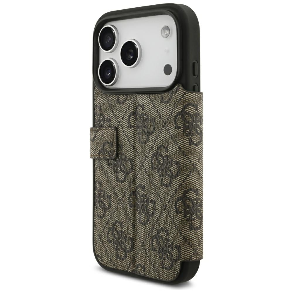 Hülle für Apple iPhone 18 Pro / 17 Pro, Guess, 4G Metall-Logo, Braun