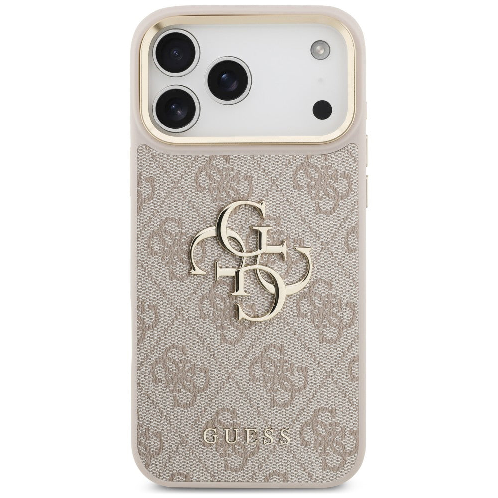 Hülle für Apple iPhone 18 Pro / 17 Pro, Guess, Big 4G Classic Logo & Big Strap Metal Buttons, Rosa
