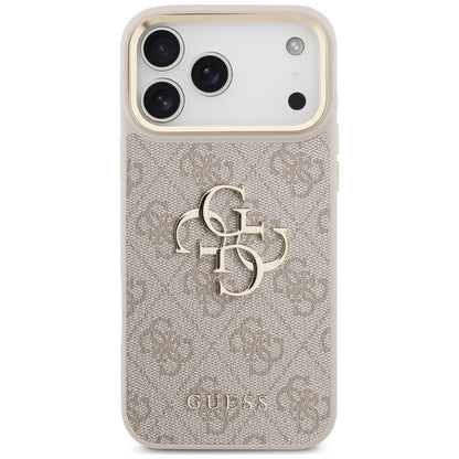 Hülle für Apple iPhone 18 Pro / 17 Pro, Guess, Big 4G Classic Logo & Big Strap Metal Buttons, Rosa