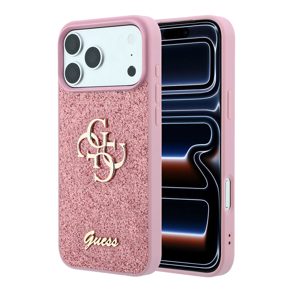 Custodia per Apple iPhone 18 Pro / 17 Pro, Guess, Fixed Glitter Big 4G, Rosa