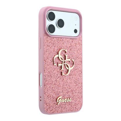 Custodia per Apple iPhone 18 Pro / 17 Pro, Guess, Fixed Glitter Big 4G, Rosa