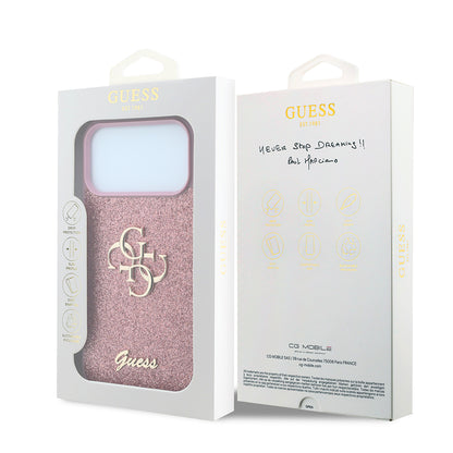 Custodia per Apple iPhone 18 Pro / 17 Pro, Guess, Fixed Glitter Big 4G, Rosa