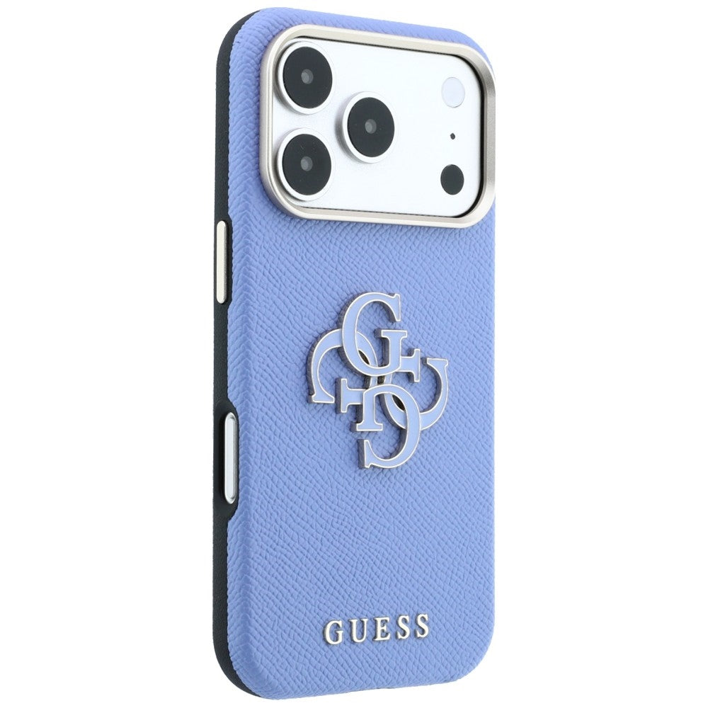 Hülle für Apple iPhone 18 Pro / 17 Pro, Guess, Geprägtes großes Harzlogo, Blau