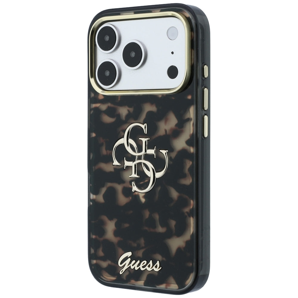 Coque pour Apple iPhone 18 Pro / 17 Pro, Guess, IML 4G Metal Script, Marron