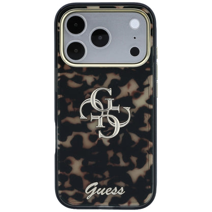 Coque pour Apple iPhone 18 Pro / 17 Pro, Guess, IML 4G Metal Script, Marron