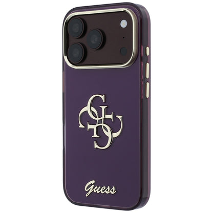 Custodia per Apple iPhone 18 Pro / 17 Pro, Guess, IML 4G Metal Script, Vinaccia