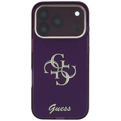 Custodia per Apple iPhone 18 Pro / 17 Pro, Guess, IML 4G Metal Script, Vinaccia