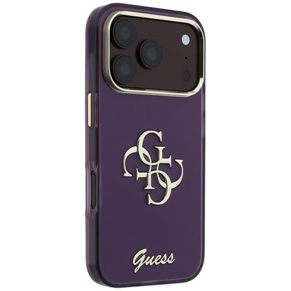 Custodia per Apple iPhone 18 Pro / 17 Pro, Guess, IML 4G Metal Script, Vinaccia