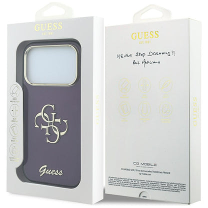 Custodia per Apple iPhone 18 Pro / 17 Pro, Guess, IML 4G Metal Script, Vinaccia