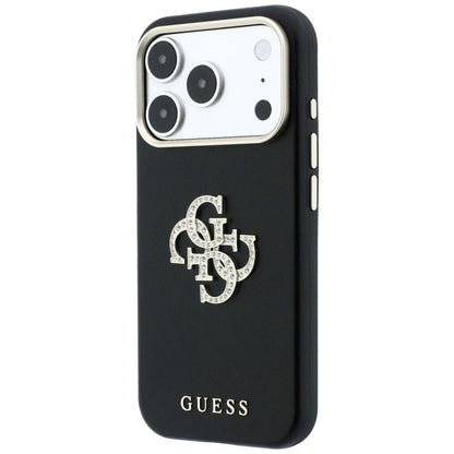 Coque pour Apple iPhone 18 Pro / 17 Pro, Guess, Logo Strass Lisse Grand, Bordeaux