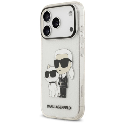 Coque pour Apple iPhone 18 Pro / 17 Pro, Karl Lagerfeld, IML Glitter Karl and Choupette NFT, transparente