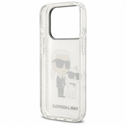Coque pour Apple iPhone 18 Pro / 17 Pro, Karl Lagerfeld, IML Glitter Karl and Choupette NFT, transparente
