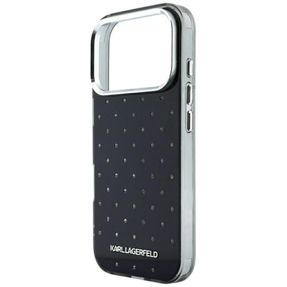 Custodia per Apple iPhone 18 Pro / 17 Pro, Karl Lagerfeld, IML Strass e Logo Elettroplaccato, Nera