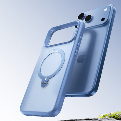 Coque MagSafe pour Apple iPhone 18 Pro / 17 Pro, Torras, Ostand Spin, Bleue
