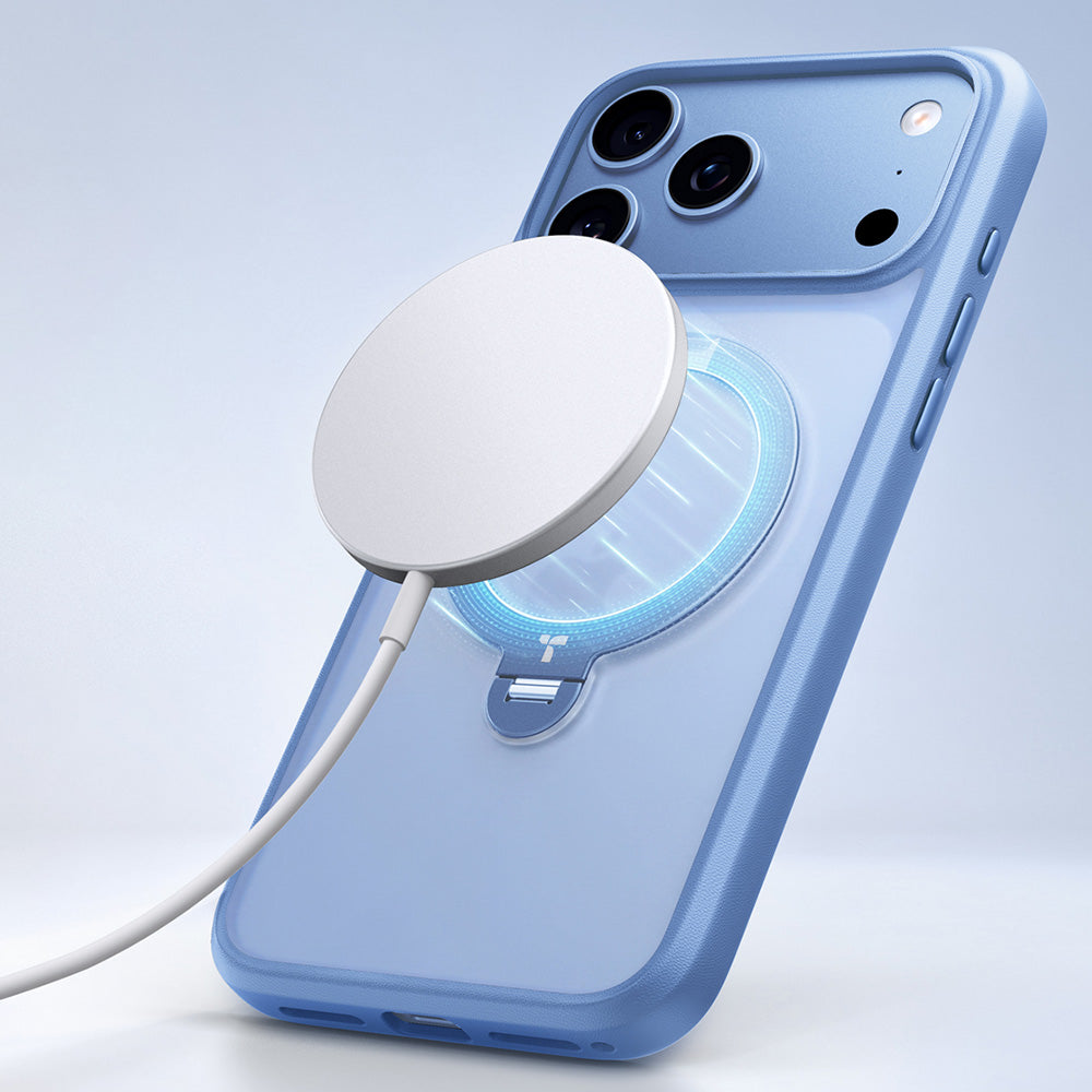 Coque MagSafe pour Apple iPhone 18 Pro / 17 Pro, Torras, Ostand Spin, Bleue