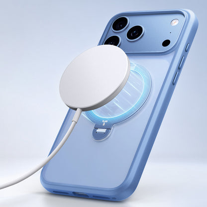 Coque MagSafe pour Apple iPhone 18 Pro / 17 Pro, Torras, Ostand Spin, Bleue