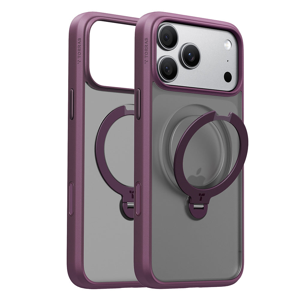 Custodia MagSafe per Apple iPhone 18 Pro / 17 Pro, Torras, Ostand Spin, Viola