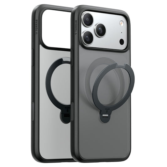 Custodia MagSafe per Apple iPhone 18 Pro / 17 Pro, Torras, Ostand Spin, Nera