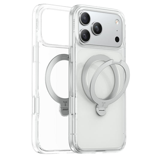 Custodia MagSafe per Apple iPhone 18 Pro / 17 Pro, Torras, Ostand Spin, Trasparente