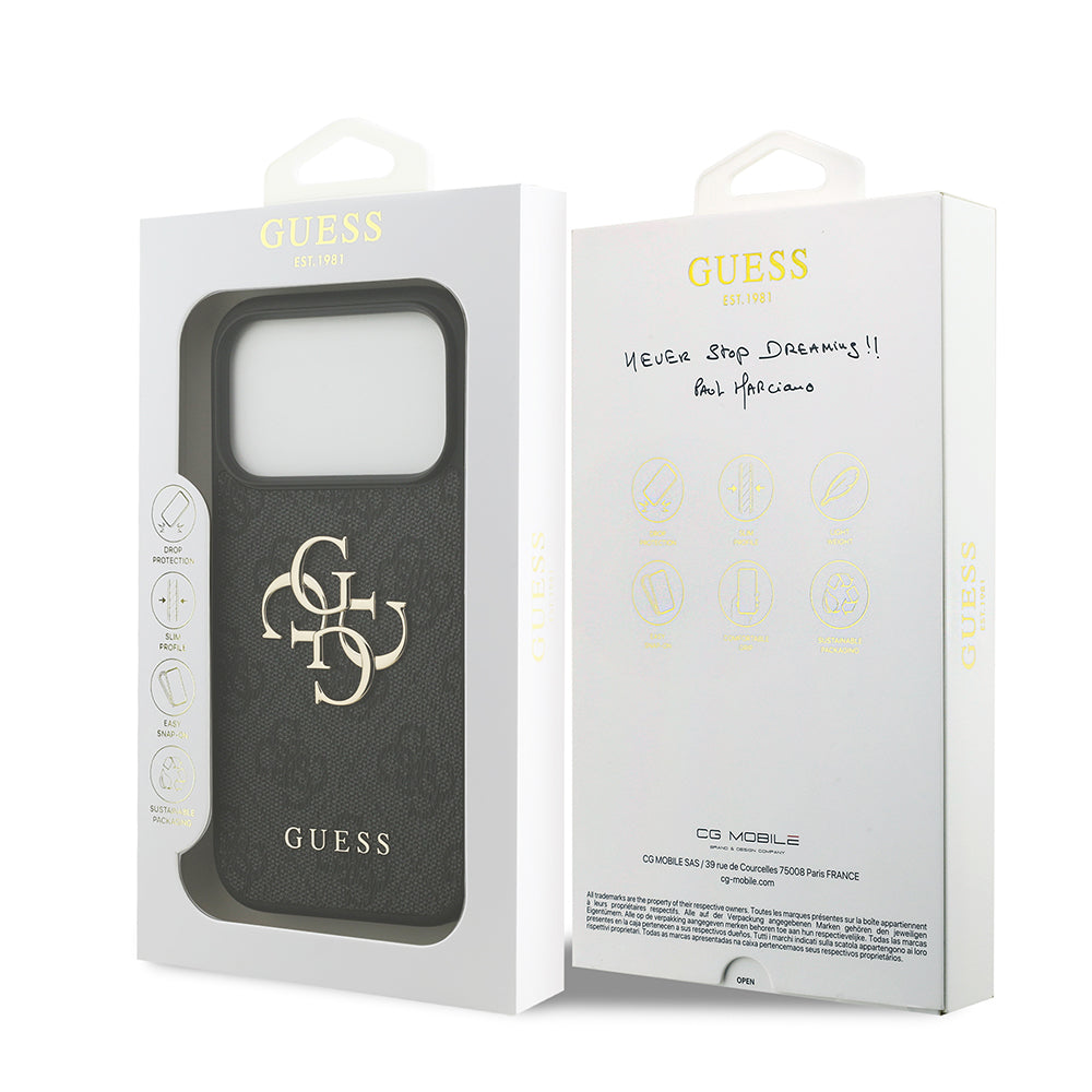 Coque pour Apple iPhone 18 Pro Max / 17 Pro Max, Guess, 4G Big Logo, Noire