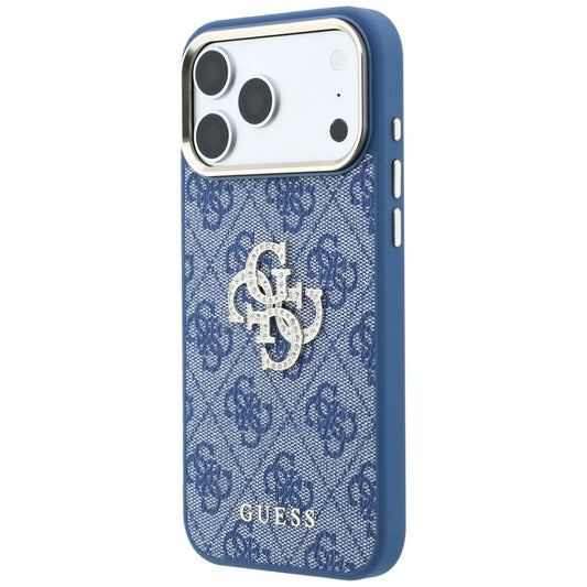 Custodia per Apple iPhone 18 Pro Max / 17 Pro Max, Guess, 4G Big Strass Logo, Blu