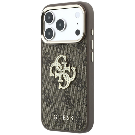 Custodia per Apple iPhone 18 Pro Max / 17 Pro Max, Guess, 4G Big Strass Logo, Marrone
