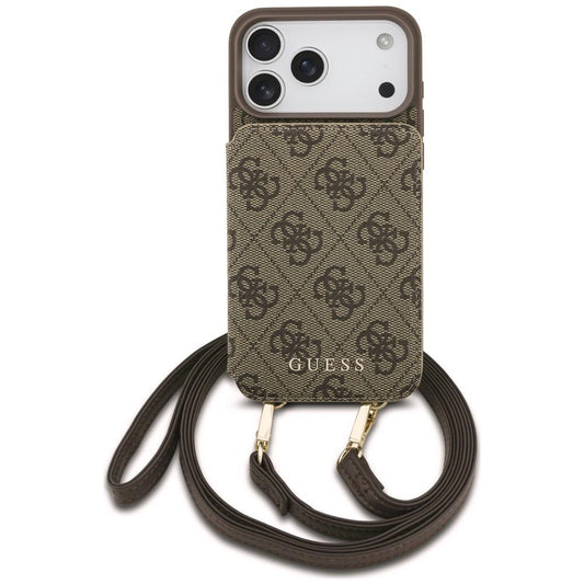 Coque pour Apple iPhone 18 Pro Max / 17 Pro Max, Guess, 4G Crossbody Cardslot, marron