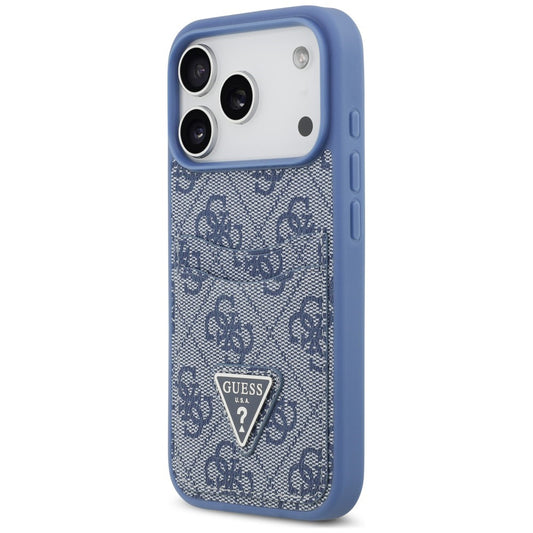 Coque pour Apple iPhone 18 Pro Max / 17 Pro Max, Guess, 4G Double Card Triangle, bleue