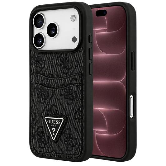 Coque pour Apple iPhone 18 Pro Max / 17 Pro Max, Guess, 4G Double Card Triangle, noire