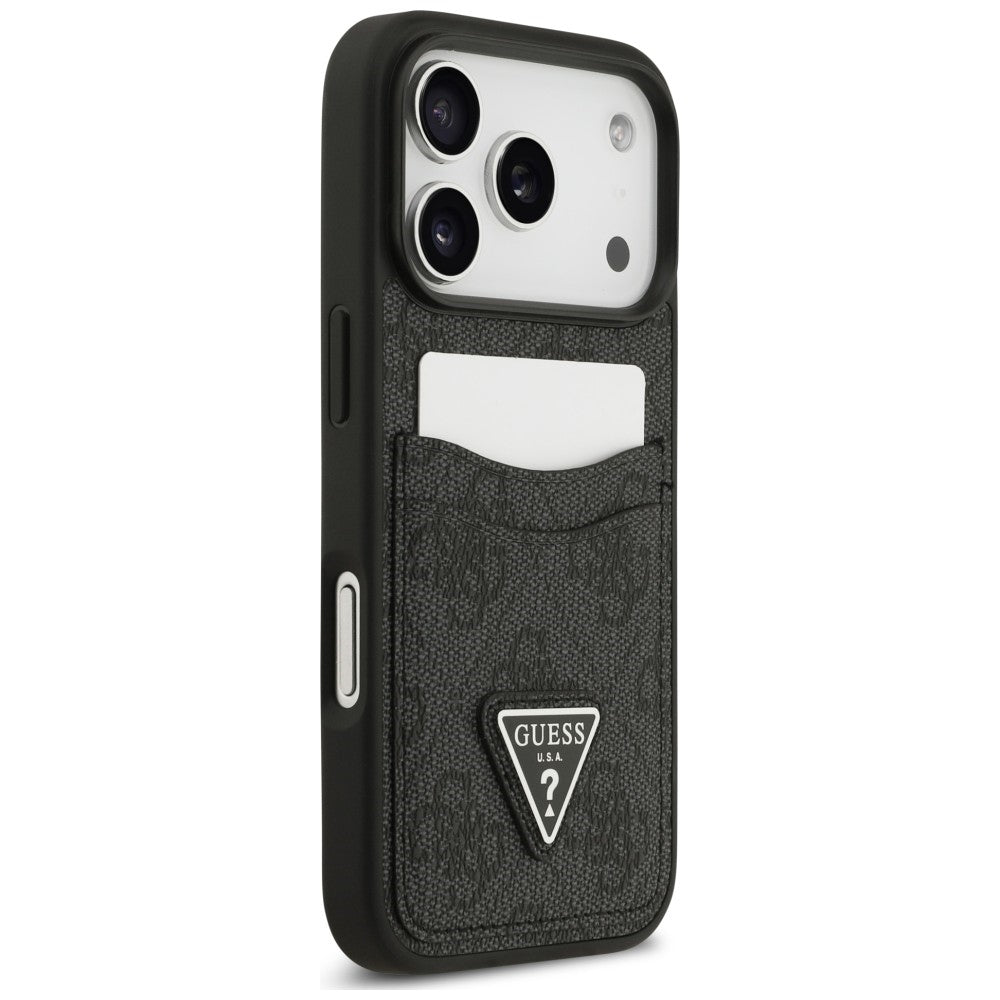 Custodia per Apple iPhone 18 Pro Max / 17 Pro Max, Guess, 4G Double Card Triangle, nera