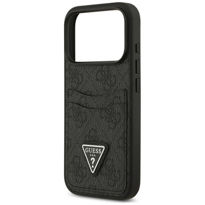 Custodia per Apple iPhone 18 Pro Max / 17 Pro Max, Guess, 4G Double Card Triangle, nera