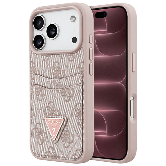 Coque pour Apple iPhone 18 Pro Max / 17 Pro Max, Guess, 4G Double Card Triangle, rose