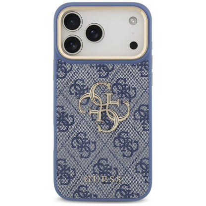 Coque pour Apple iPhone 18 Pro Max / 17 Pro Max, Guess, Big 4G Classic Logo & Big Strap Metal Buttons, bleue