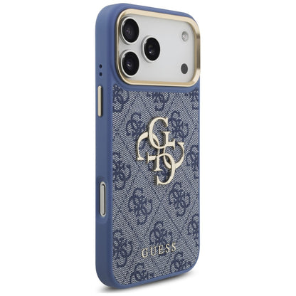 Coque pour Apple iPhone 18 Pro Max / 17 Pro Max, Guess, Big 4G Classic Logo & Big Strap Metal Buttons, bleue