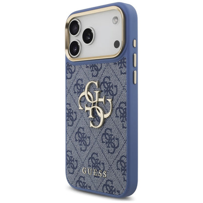 Coque pour Apple iPhone 18 Pro Max / 17 Pro Max, Guess, Big 4G Classic Logo & Big Strap Metal Buttons, bleue