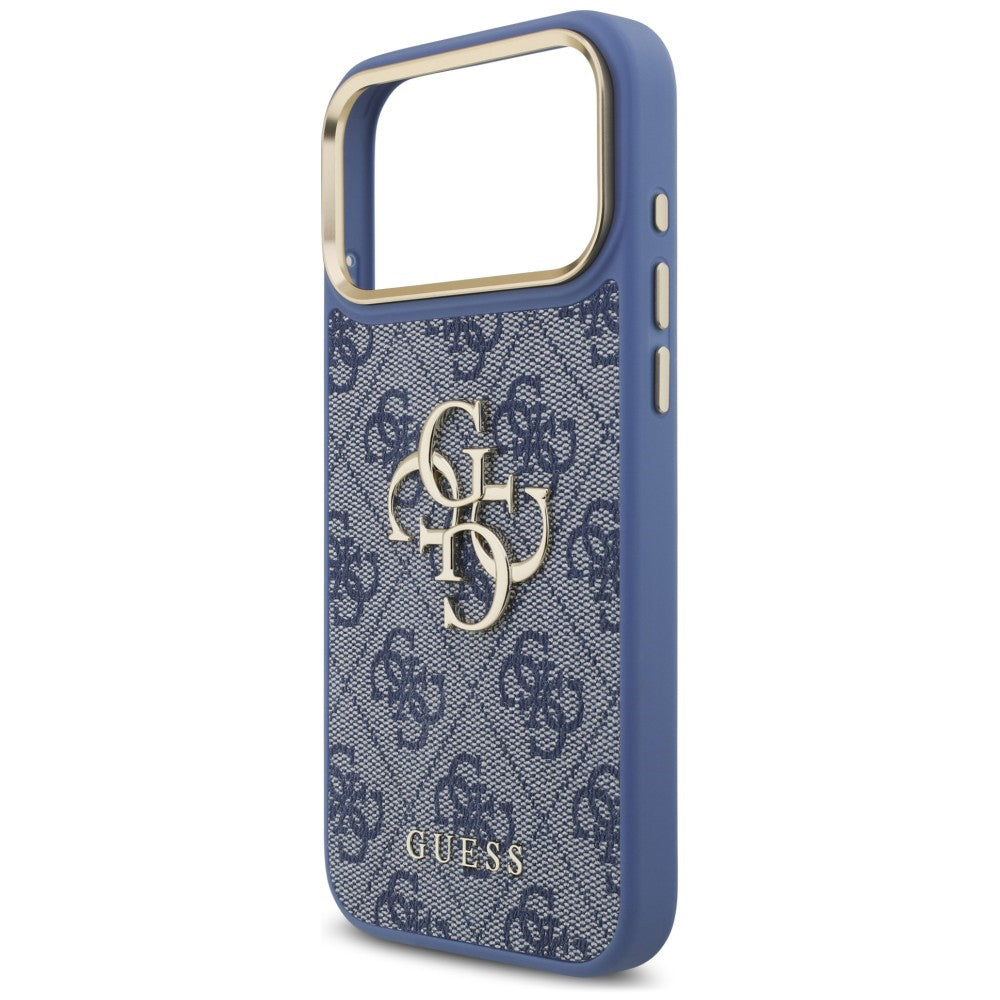 Coque pour Apple iPhone 18 Pro Max / 17 Pro Max, Guess, Big 4G Classic Logo & Big Strap Metal Buttons, bleue