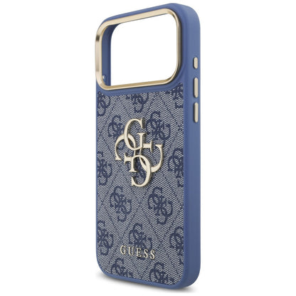 Coque pour Apple iPhone 18 Pro Max / 17 Pro Max, Guess, Big 4G Classic Logo & Big Strap Metal Buttons, bleue