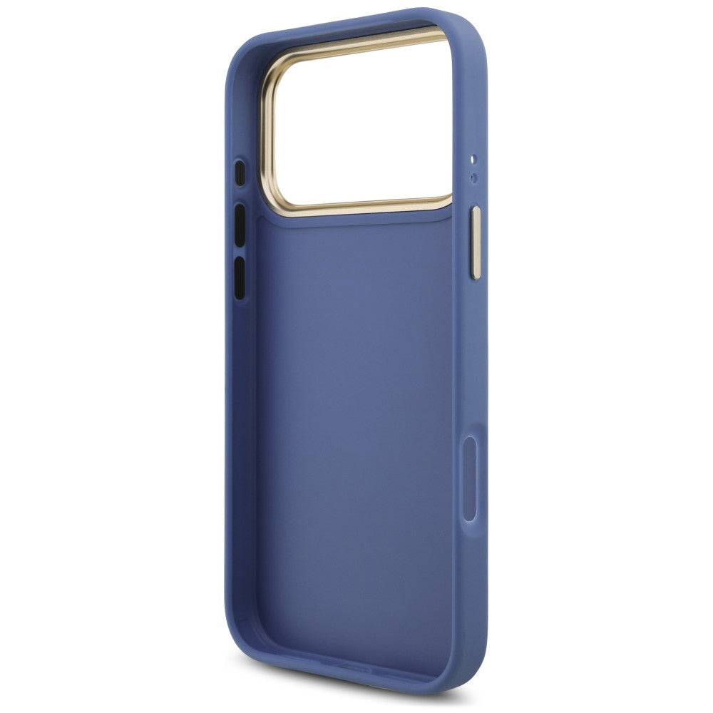 Coque pour Apple iPhone 18 Pro Max / 17 Pro Max, Guess, Big 4G Classic Logo & Big Strap Metal Buttons, bleue